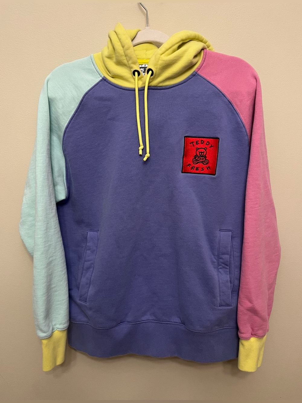 Teddy Fresh Colorblock Hoodie Men's Size Small Multicolor Pastel